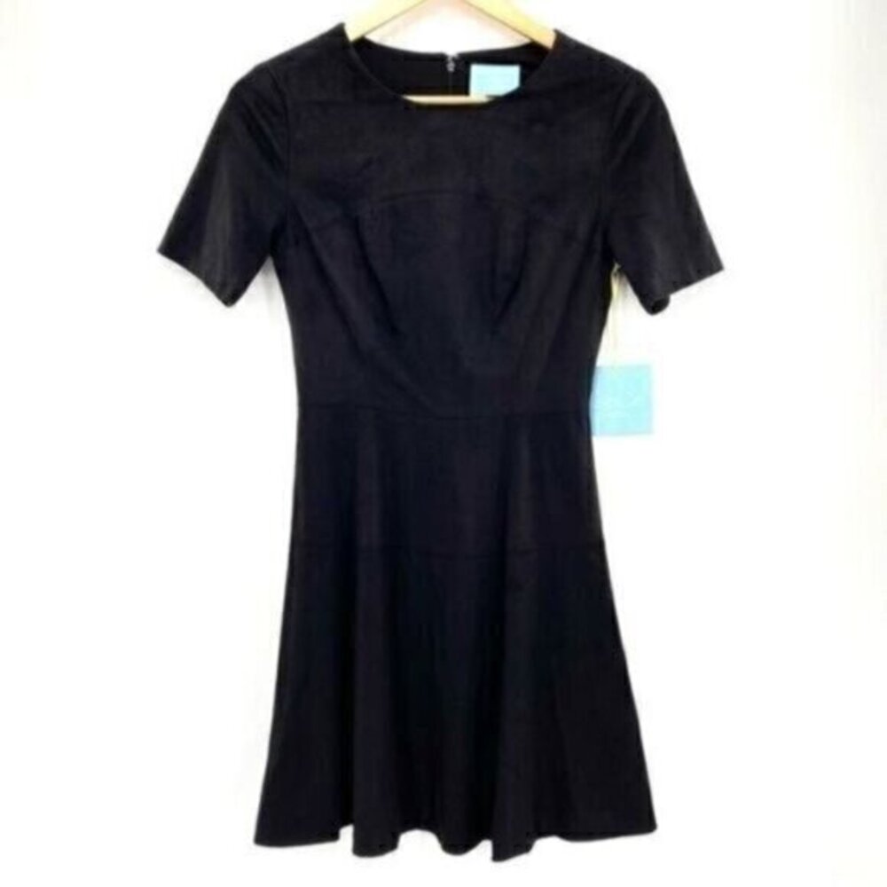 Cece Women's Faux Suede Black Mini Dress New Fit & Flare